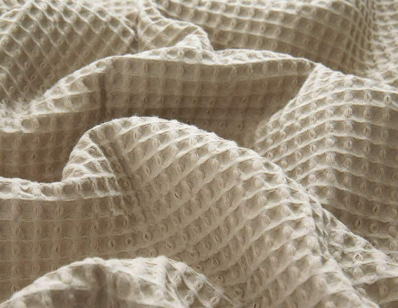 100% Cotton Waffle Throw Summer Travel Blanket - Beige