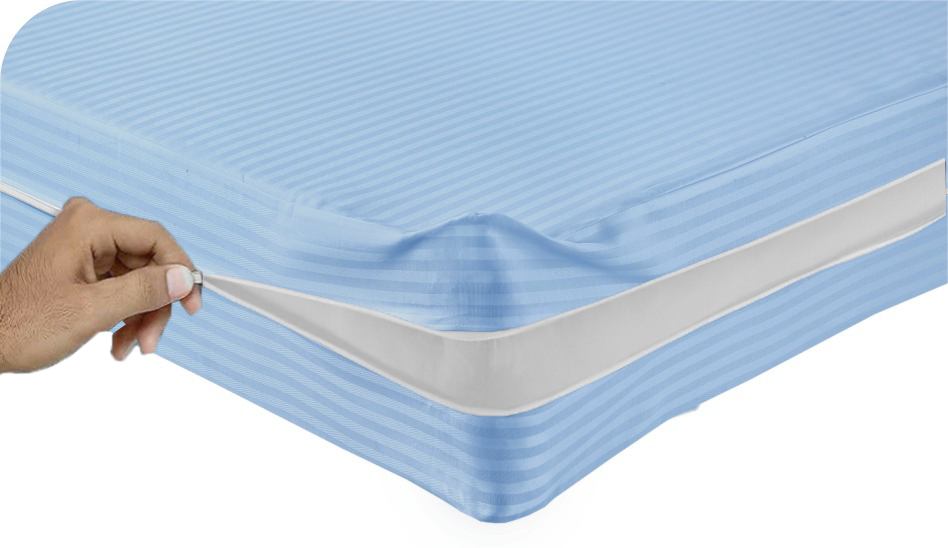 Satin Stripe Zippered Mattress Cover
