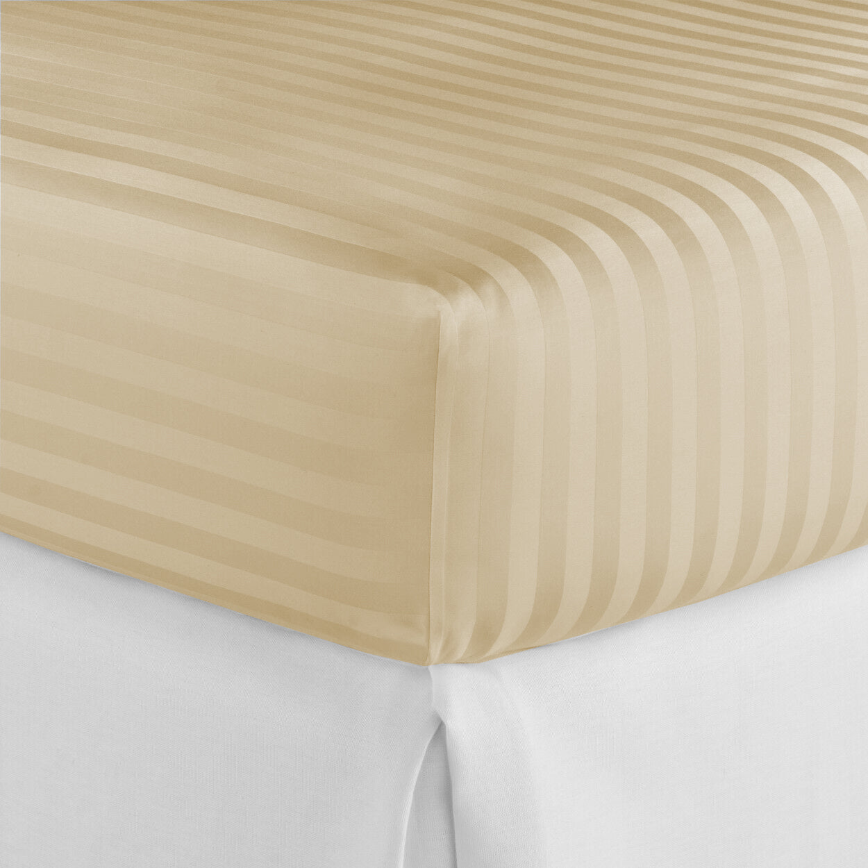 Luxury Fitted Sheets - Satin Stripes - Beige