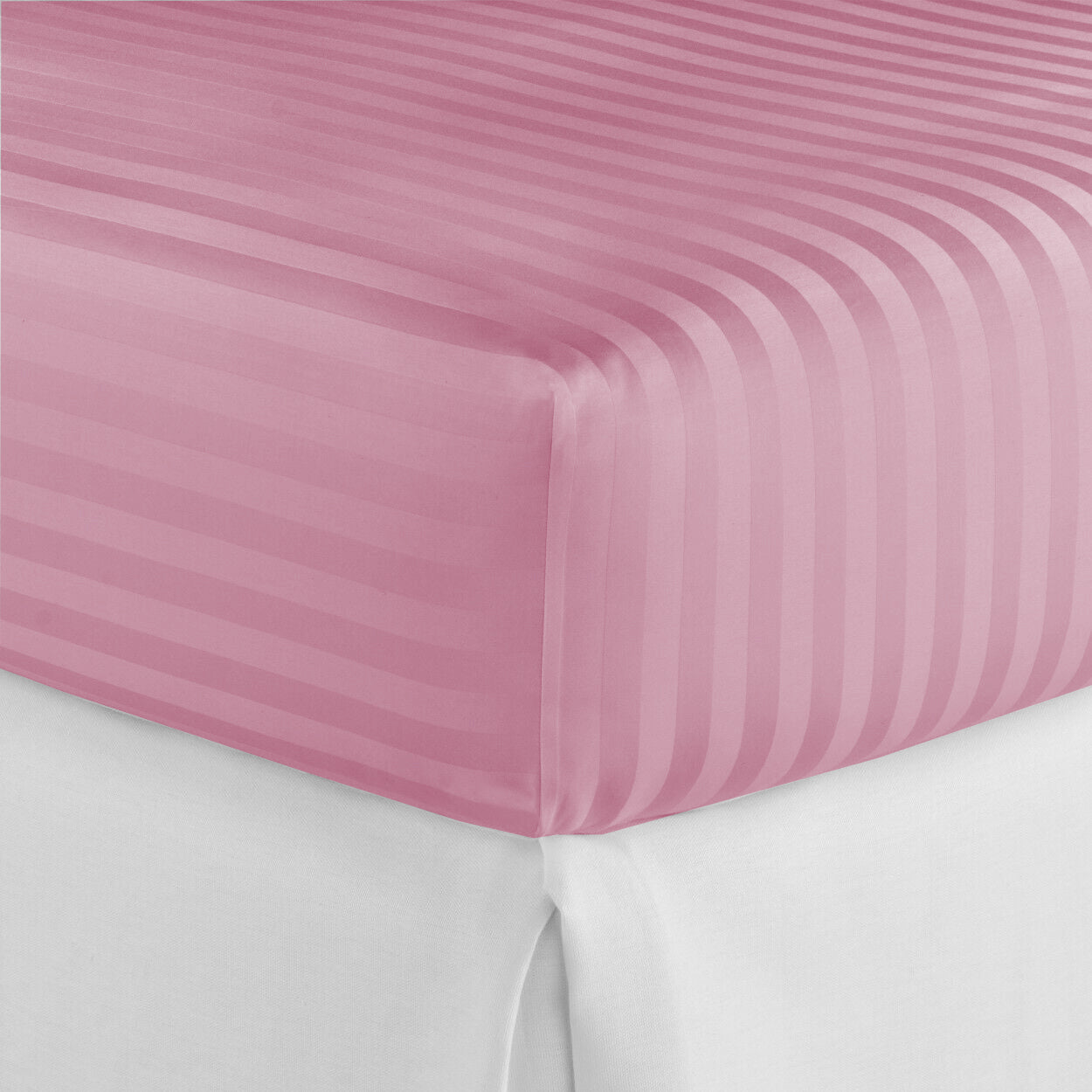 Luxury Fitted Sheets - Satin Stripes - Pink