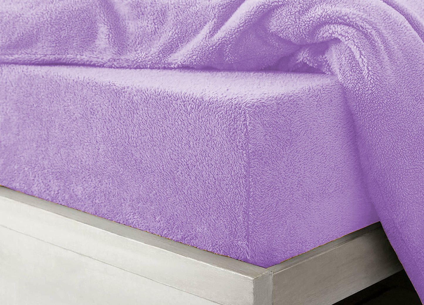 Teddy Coral Fleece Fitted Bed Sheets - Purple