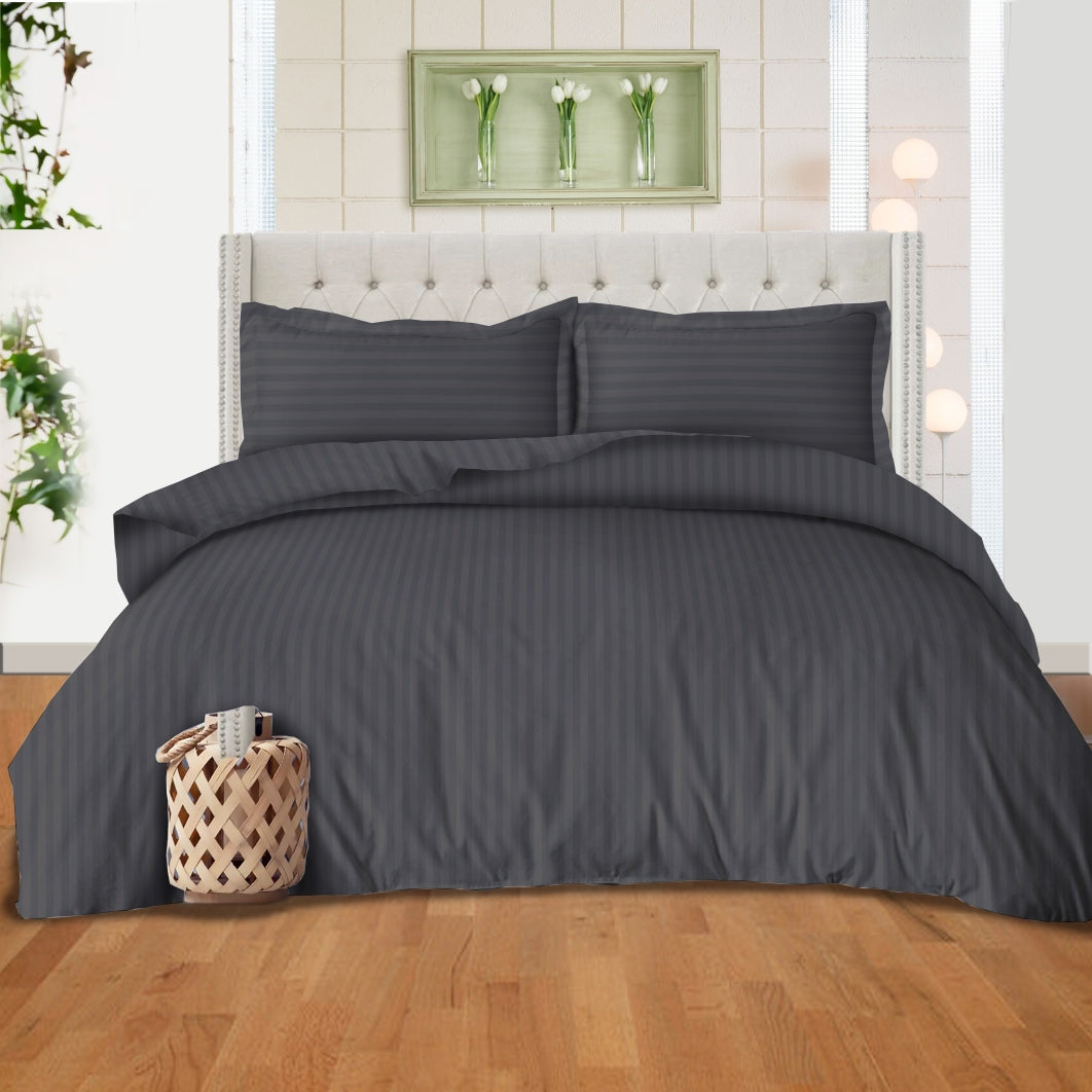 Hotel Quality Satin Stripe Duvet Cover Set