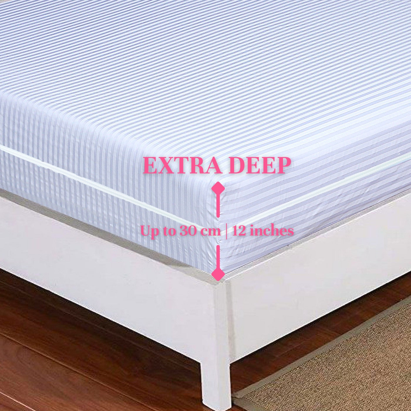Satin Stripe Zippered Mattress Cover