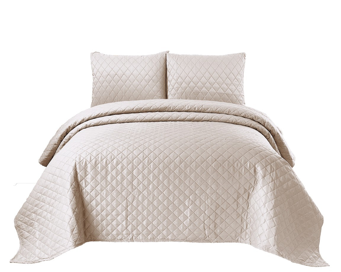 3 Piece Quilted Emboss Bedspread