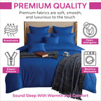 Hotel Quality Satin Stripe Duvet Quilt Cover Poly Cotton Bedding Set - Blue