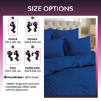 Hotel Quality Satin Stripe Duvet Quilt Cover Poly Cotton Bedding Set - Blue