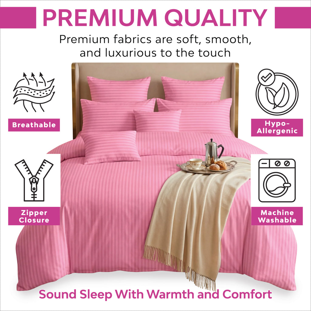 Hotel Quality Satin Stripe Duvet Cover Set