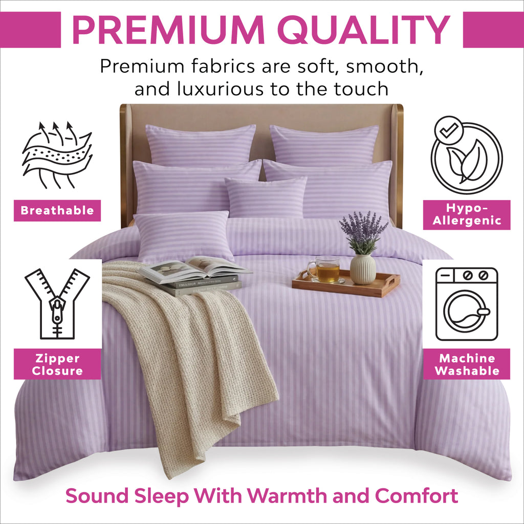 Hotel Quality Satin Stripe Duvet Cover Set