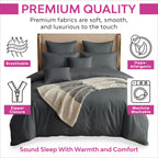 Hotel Quality Satin Stripe Duvet Quilt Cover Poly Cotton Bedding Set - Dark Grey
