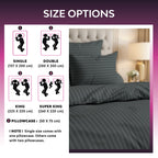 Hotel Quality Satin Stripe Duvet Quilt Cover Poly Cotton Bedding Set - Dark Grey