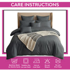Hotel Quality Satin Stripe Duvet Quilt Cover Poly Cotton Bedding Set - Dark Grey