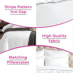 Hotel Quality Satin Stripe Duvet Quilt Cover Poly Cotton Bedding Set - White