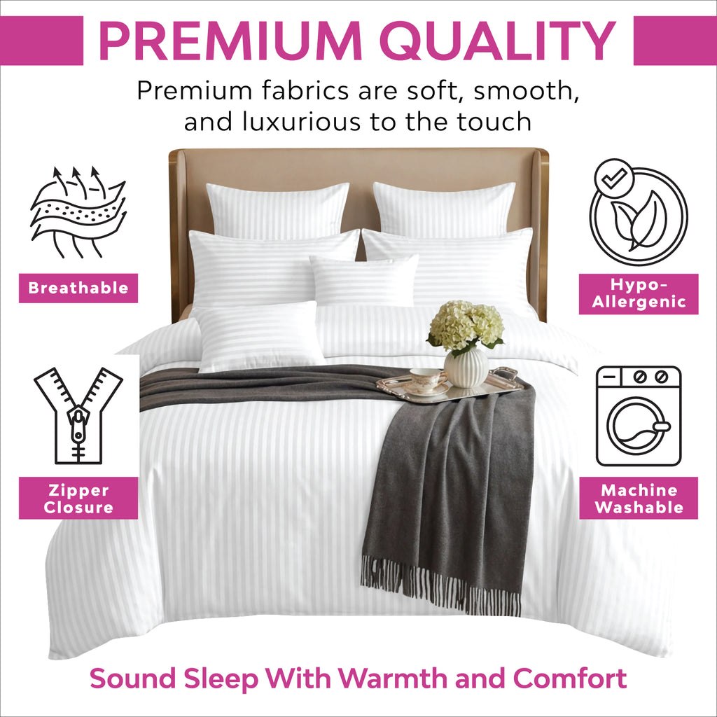 Hotel Quality Satin Stripe Duvet Cover Set