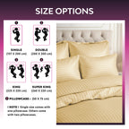 Hotel Quality Satin Stripe Duvet Quilt Cover Poly Cotton Bedding Set - Beige
