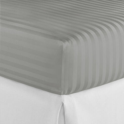 Luxury Fitted Sheets - Satin Stripes - Grey